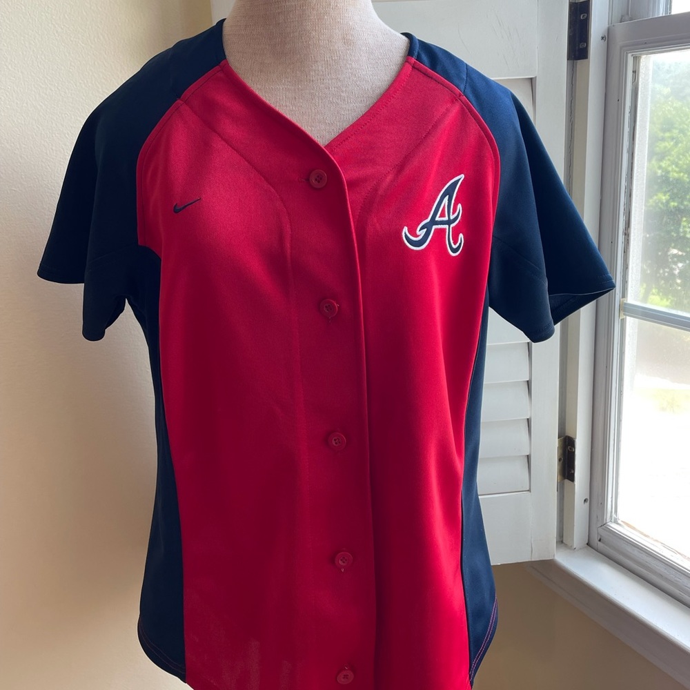NIKE red and blue women’s Braves Jersey